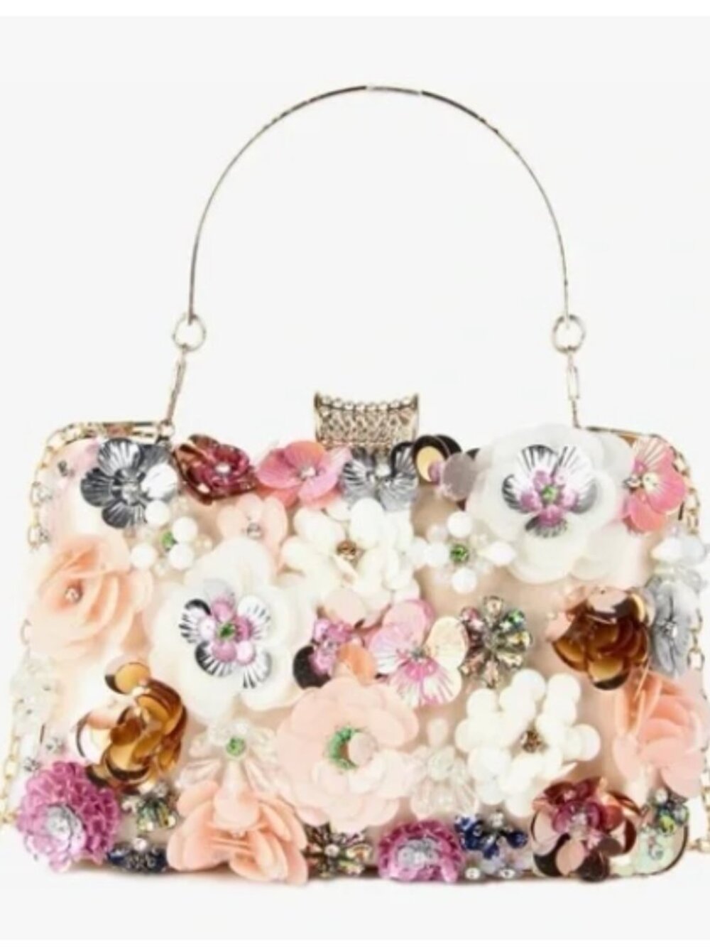 Satin Evening Clutch with 3D Floral Embellishments: Looks new!